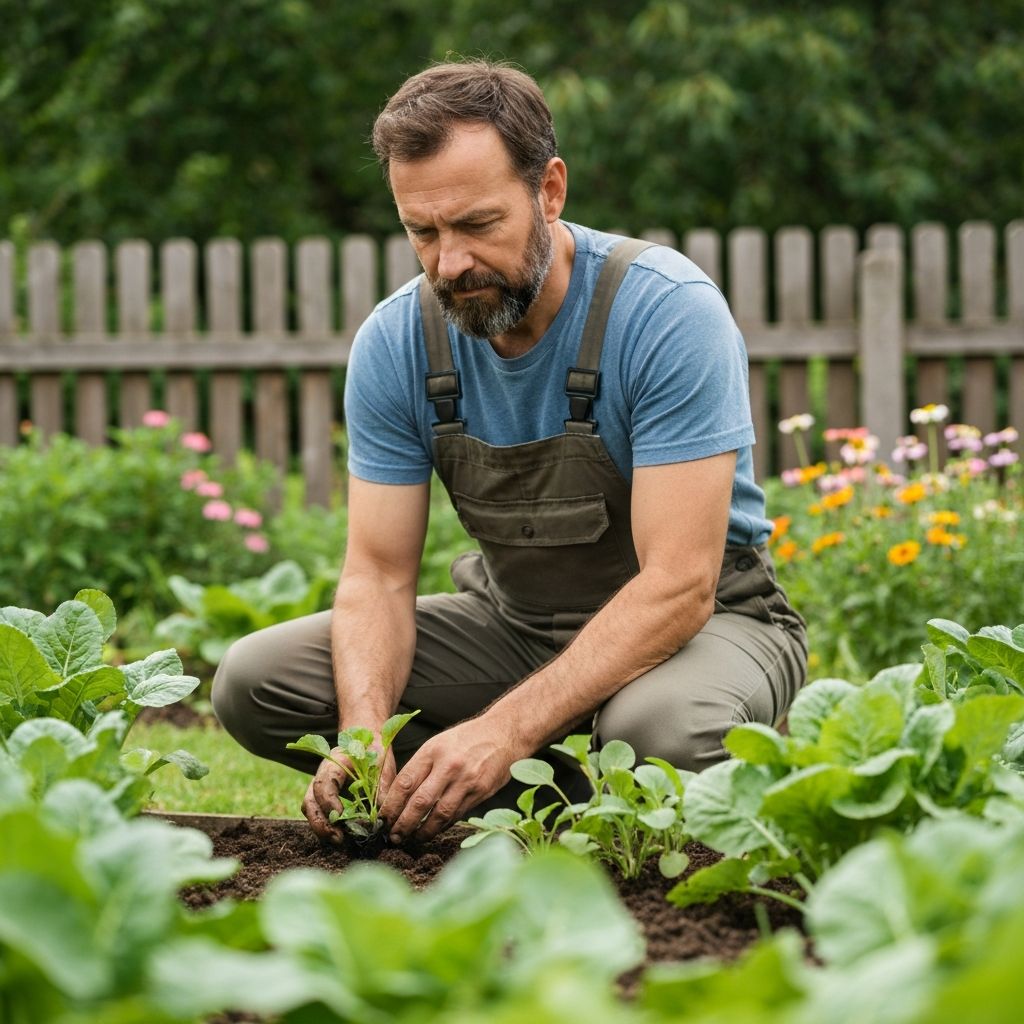 Man tending to garden